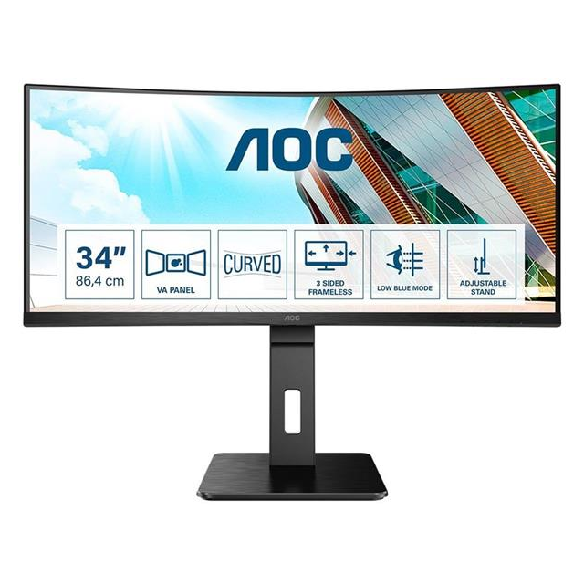 AOC CU34P2A 34"W VA LED 3440x1440 50 000 000:1 4ms 300cd HDMI DP USB pivot cierny