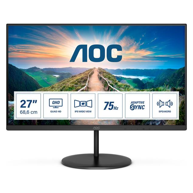 AOC Q27V4EA 27"W IPS LED 2560x1440 20 000 000:1 4ms 250cd HDMI DP