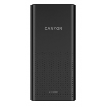 Canyon CNE-CPB2001B Powerbank, Li-pol, 20.000 mAh, 2 x vstup (Micro-USB + USB-C), 2 x  výstup USB-A,