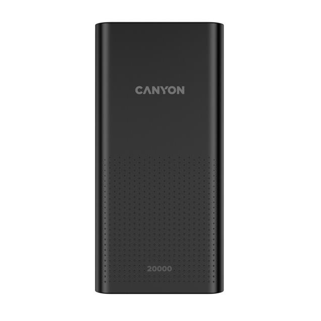Canyon CNE-CPB2001B Powerbank, Li-pol, 20.000 mAh, 2 x vstup (Micro-USB + USB-C), 2 x  výstup USB-A,