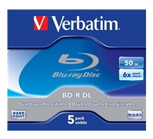 VERBATIM BD-R DL 50GB, 6x, jewel case 5 ks