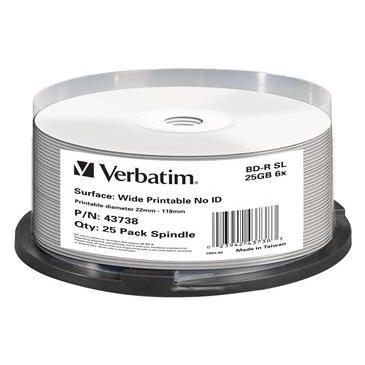 VERBATIM BD-R SL DataLifePlus 25GB, 6x, printable, spindle 25 ks