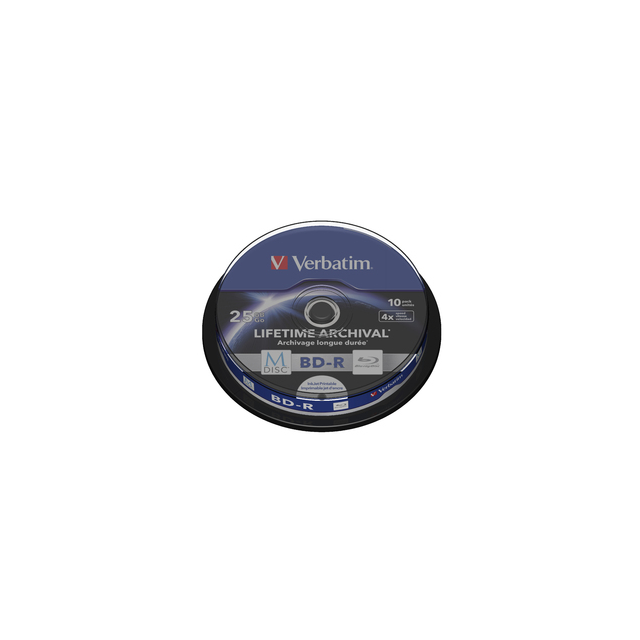 VERBATIM M-DISC BD-R SL 25GB, 4x, printable, spindle 10 ks