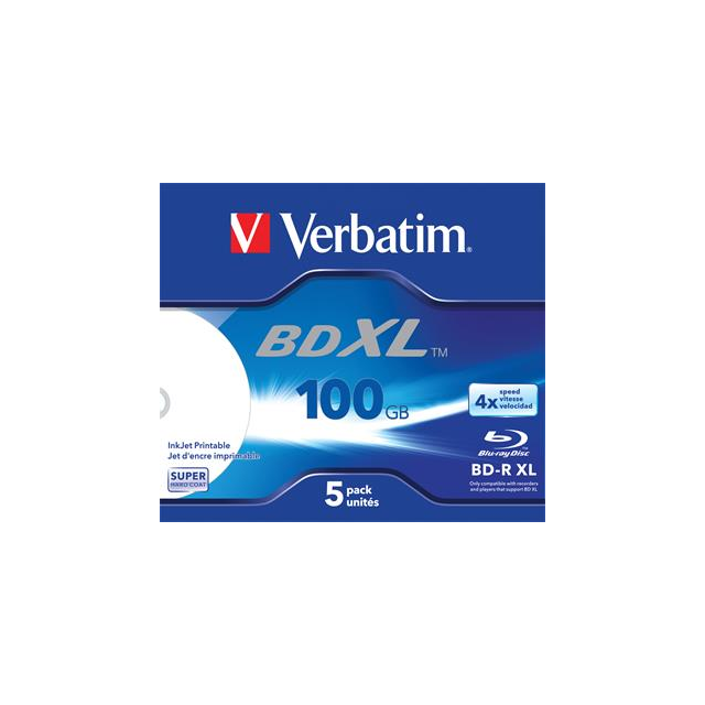 VERBATIM BD-R XL 100GB, 4x, printable, jewel case 5 ks