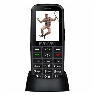 EVOLVEO EasyPhone EG, mobilní telefon pro seniory s nabíjecím stojánkem (černá barva)
