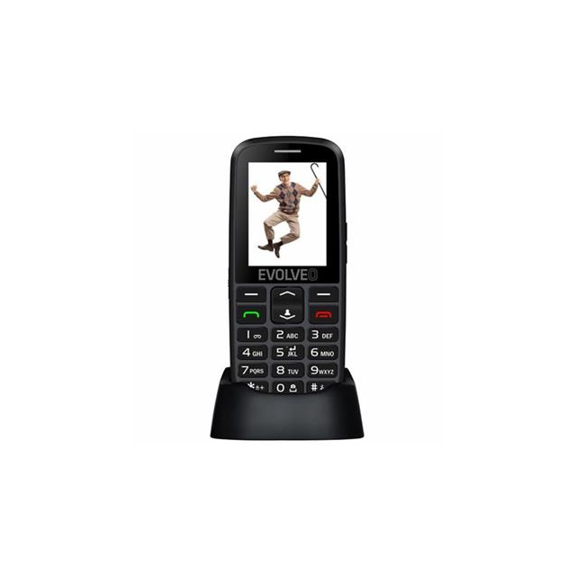 EVOLVEO EasyPhone EG, mobilní telefon pro seniory s nabíjecím stojánkem (černá barva)