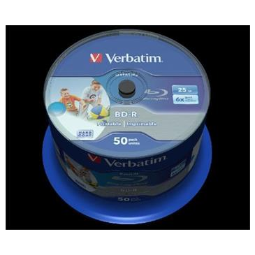 VERBATIM BD-R SL DataLife 25GB, 6x, printable, spindle 50 ks