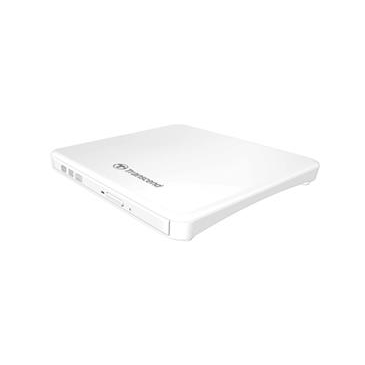 Transcend externí SLIM USB DVD vypalovací mechanika bílá, CD-R/RW, DVD±R, DVD±RW, DVD±R DL, M-DISC,
