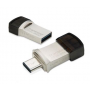 Transcend 64GB JetFlash 890, USB-C/USB 3.1 duální flash disk, malé rozměry, stříbrný kov, odolá
