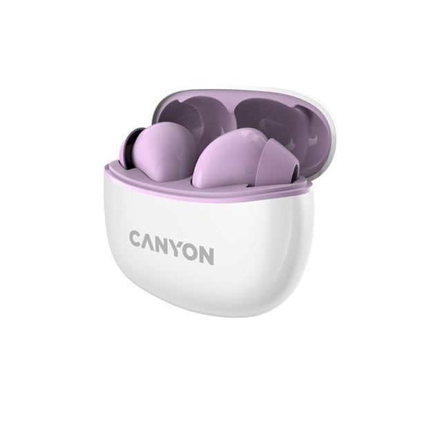 Canyon TWS-5 True Wireless Bluetooth slúchadlá do uší, nabíjacia stanica v kazete, fialové