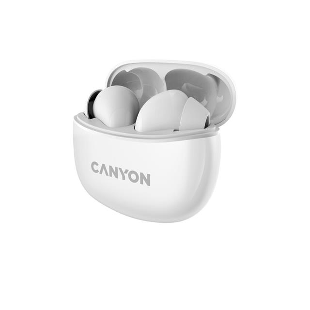 Canyon TWS-5 True Wireless Bluetooth slúchadlá do uší, nabíjacia stanica v kazete, biele