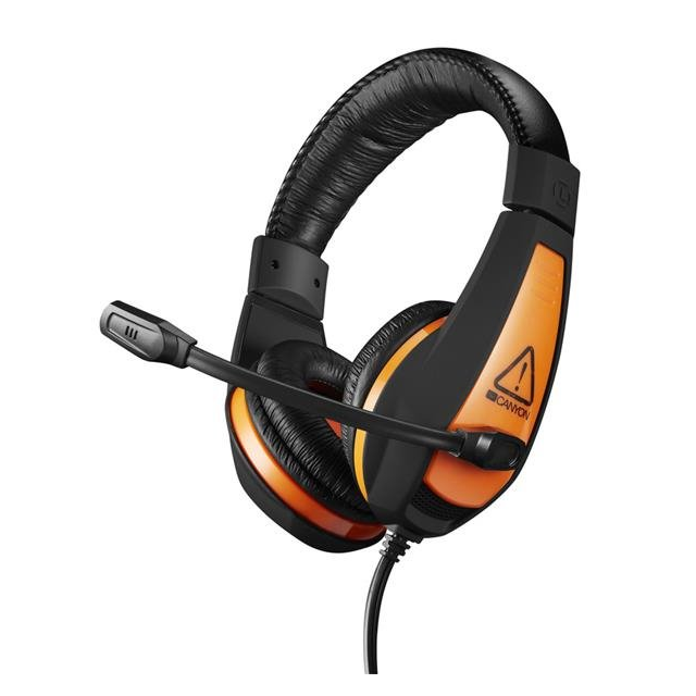 Canyon CND-SGHS1A Star Rider, herný headset pre začínajúcich hráčov, 3.5mm jack, oranžovo čierny