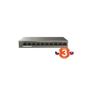 Tenda TEF1110P-8-63W - PoE AT Switch 63Watt, 10xRJ45 Switch s 8x 10/100 Mbps PoE, 2x Uplink, Fanless