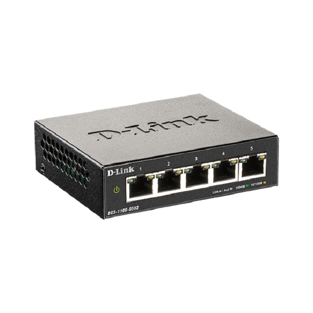 D-Link DGS-1100-05V2/E 5-Port Gigabit Smart Managed Switch- 5-Port 100BaseTX Auto-Negotiating 10/100