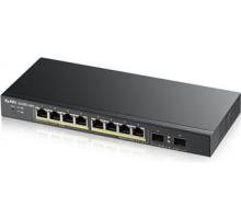 Zyxel GS1900-10HP v2, 10-port Desktop Gigabit Web Smart switch: 8x Gigabit metal + 2x SFP, IPv6, 802