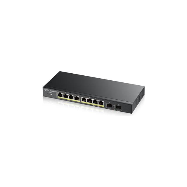 Zyxel GS1900-10HP v2, 10-port Desktop Gigabit Web Smart switch: 8x Gigabit metal + 2x SFP, IPv6, 802