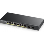 Zyxel GS1900-10HP v2, 10-port Desktop Gigabit Web Smart switch: 8x Gigabit metal + 2x SFP, IPv6, 802