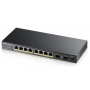 Zyxel GS1100-10HPv2, unmanage PoE 8x Gigabit, 2x Fiber Uplink, 120 Watt PoE