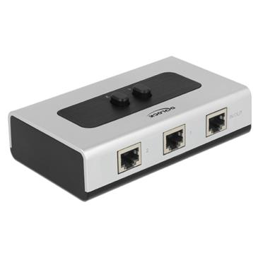 Delock Switch RJ45 10/100/1000 Mb/s 2 porty manuální - obousměrný
