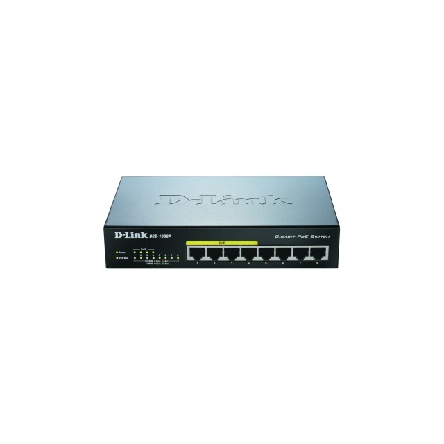 D-Link DGS-1008P/E 8-port 10/100/1000 Desktop Switch w/ 4 PoE Ports