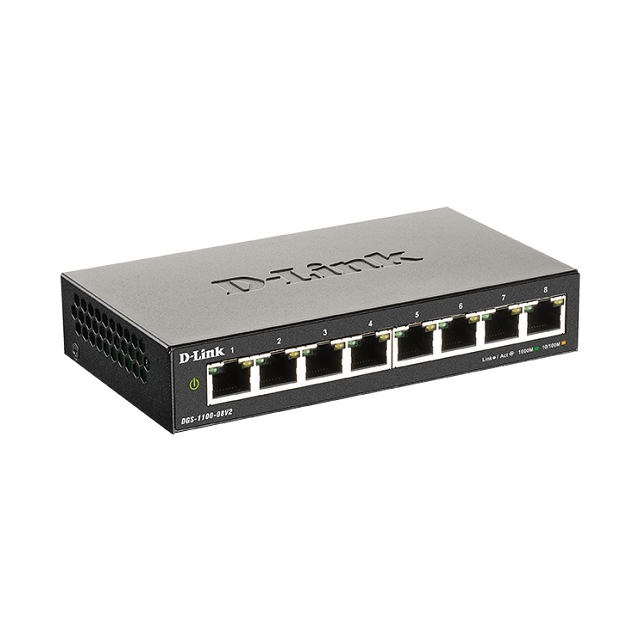 D-Link DGS-1100-08V2/E 8-Port Gigabit Smart Managed Switch- 8-Port 100BaseTX Auto-Negotiating 10/100