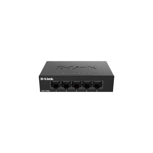 D-Link DGS-105GL/E 5-Port Gigabit Ethernet Metal Housing Unmanaged Light Switch without IGMP- 5-Port