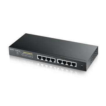 Zyxel GS1900-8HP v3, 8-port GbE L2 PoE Smart Switch, 802.3at, desktop, fanless, 70 Watt