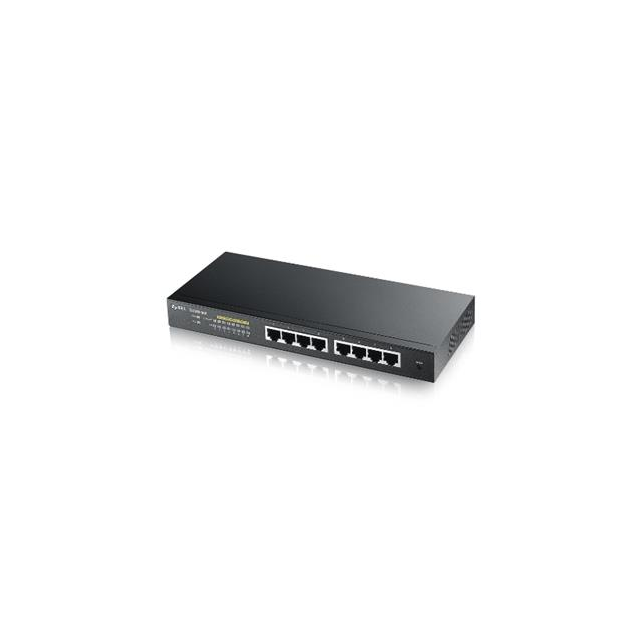 Zyxel GS1900-8HP v3, 8-port GbE L2 PoE Smart Switch, 802.3at, desktop, fanless, 70 Watt
