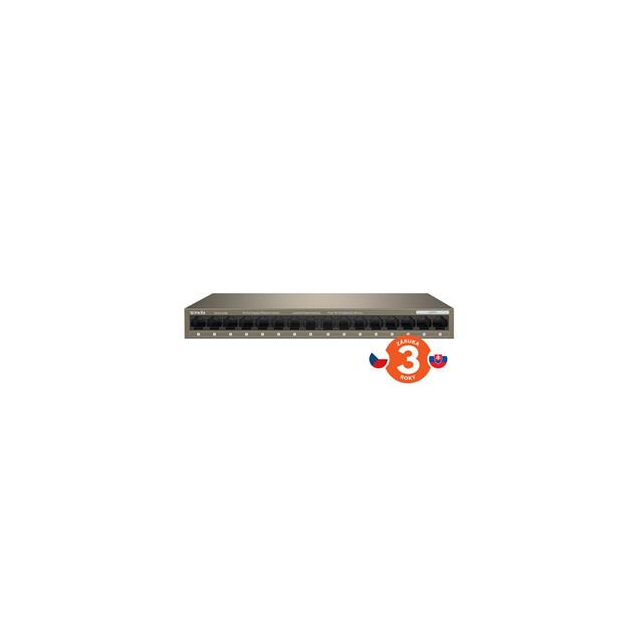 Tenda TEG1016M - 16-port Gigabit Ethernet Switch, 10/100/1000 Mbps, Fanless, Kov