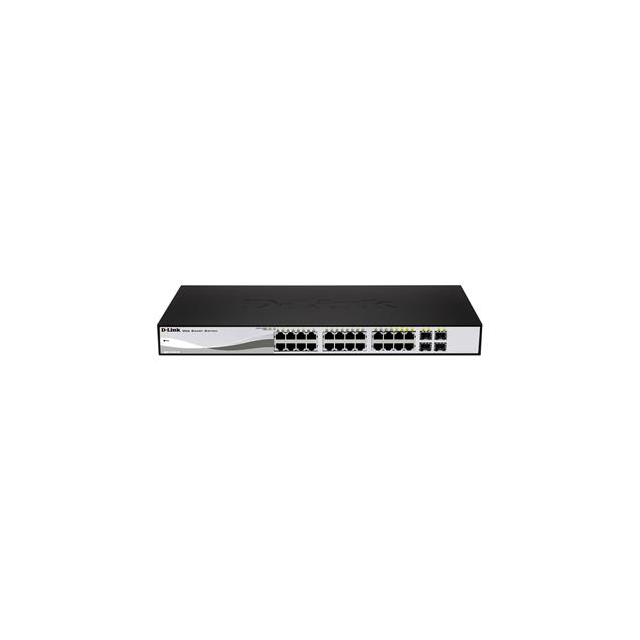 D-Link DGS-1210-24P Smart PoE switch, 24x GbE PoE+, 4x RJ45/SFP, PoE 193W