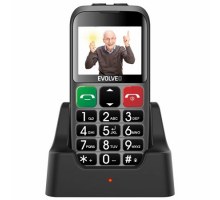 EVOLVEO EasyPhone EB, mobilní telefon pro seniory s nabíjecím stojánkem (stříbrná barva)