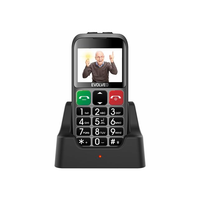 EVOLVEO EasyPhone EB, mobilní telefon pro seniory s nabíjecím stojánkem (stříbrná barva)