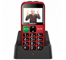 EVOLVEO EasyPhone EB, mobilní telefon pro seniory s nabíjecím stojánkem (červená barva)