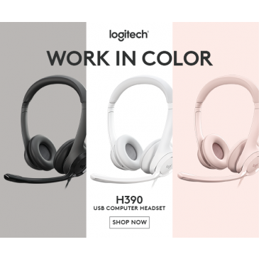 Logitech® H390 USB Headset - USB- OFF-WHITE