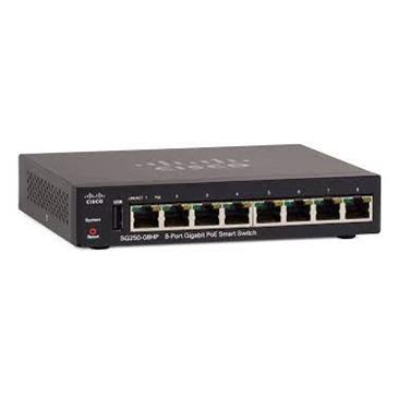 Cisco SG250-08 8-Port Gigabit Smart Switch, PoE+ (8 ports, 45W)