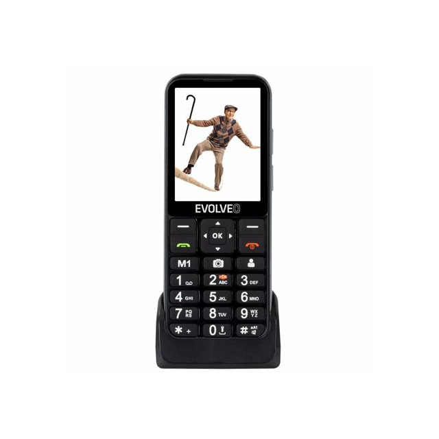 EVOLVEO EasyPhone LT, mobilní telefon pro seniory s nabíjecím stojánkem (černá barva)