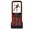 EVOLVEO EasyPhone LT, mobilní telefon pro seniory s nabíjecím stojánkem (červená barva)