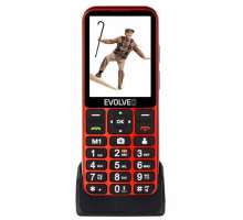 EVOLVEO EasyPhone LT, mobilní telefon pro seniory s nabíjecím stojánkem (červená barva)