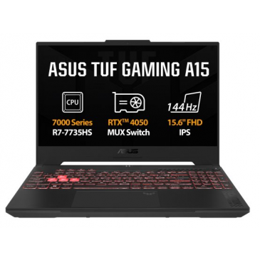 ASUS TUF Gaming A15 FA507NU-LP045W, Ryzen 7 7735HS, 15.6˝ 1920x1080 FHD, RTX 4050/6GB, 16GB, SSD