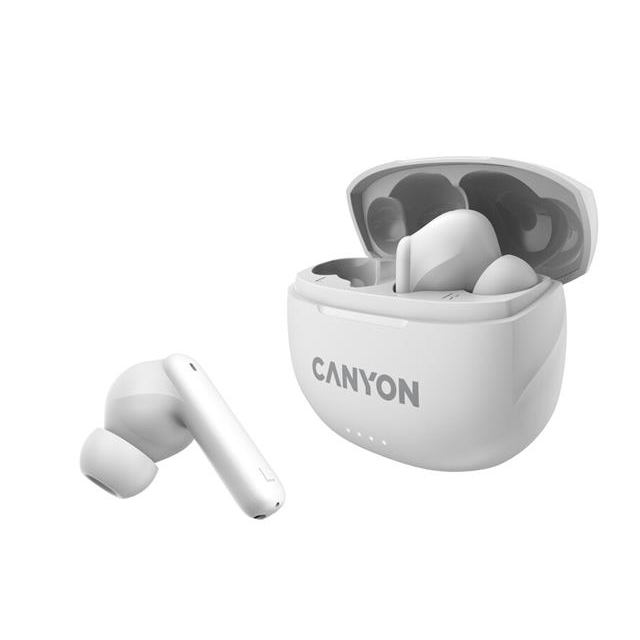 Canyon TWS-8, True Wireless Bluetooth slúchadlá do uší, nabíjacia stanica v kazete, biele