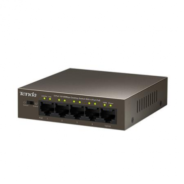 Tenda TEF1105P-4-38W - PoE Switch 35Watt, 5xRJ45 Switch s 4xPoE 802.3af, 10/100Mbps, Kov