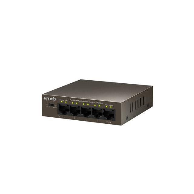 Tenda TEF1105P-4-38W - PoE Switch 35Watt, 5xRJ45 Switch s 4xPoE 802.3af, 10/100Mbps, Kov