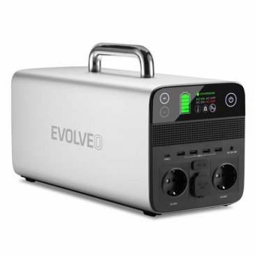 Evolveo PowerCharge 1000, nabíjecí stanice, 40,5 Ah, 1036,8 Wh, 2× 230 V zásuvka, 1× 12 V zásuvka,