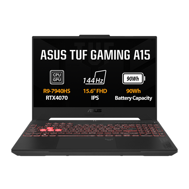 ASUS TUF Gaming A15 FA507XI-LP028, Ryzen 9 7940HS, 15.6˝ 1920x1080 FHD, RTX 4070/8GB, 16GB, SSD 1TB,