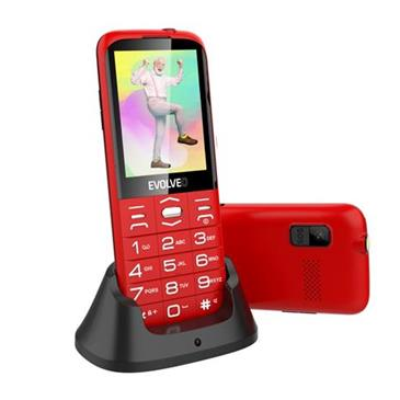 EVOLVEO EasyPhone XO, mobilní telefon pro seniory s nabíjecím stojánkem (červená barva)