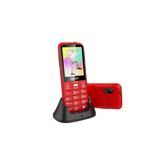 EVOLVEO EasyPhone XO, mobilní telefon pro seniory s nabíjecím stojánkem (červená barva)