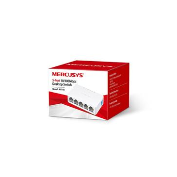 MERCUSYS MS105, 5-port 10/100M mini Desktop Switch, 5 10/100M RJ45 ports, Plastic case
