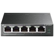 TP-Link TL-SF1005LP switch  5x 10/100Mbps 4x PoE 802.3af (až 15,4W/port) PoE budget 41W