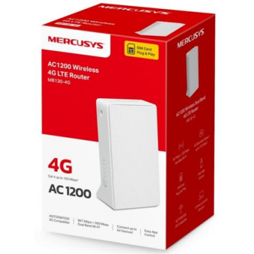 MERCUSYS MB130-4G - Bezdrátový Dvoupásmový AC1200 WiFi5 4G LTE Router, 2x LAN port