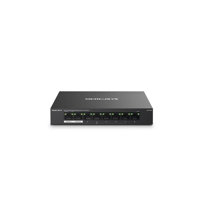 MERCUSYS MS108GP - 8portový gigabitový stolní switch se 7 porty PoE+, 8× 10/100/1000 Mbps RJ45 portů